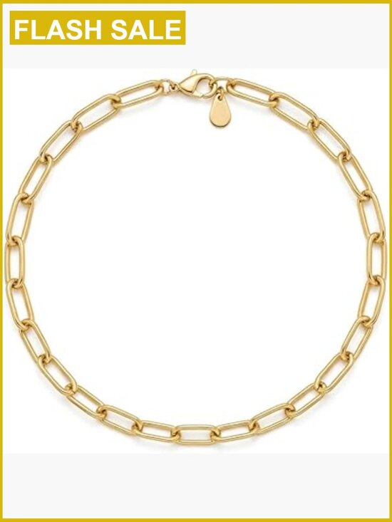 Jewelry - 14K Gold Plated Paperclip Chain Necklace - Tarnish Resistant, Layering Jewelry